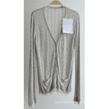 Ladie V Neck Cardigan Patterned Knitwear with Button